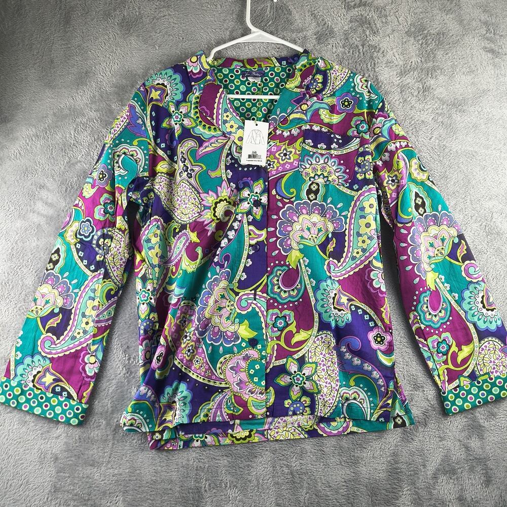 NWT Vera Bradley Pajama Top M Cotton Sleep Shirt Retired Heather Pattern